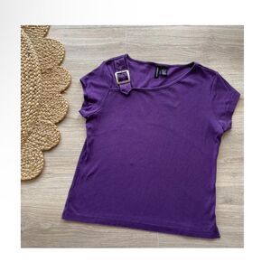 Grape Purple Y2K Vintage Silver Large Buckle Shirt Trending Punk Fairy Grunge